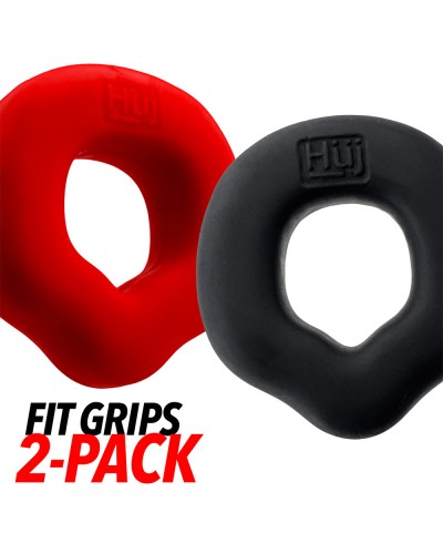 Lot de 2 Cockrings Fit Grips 25 mm Noir-Rouge