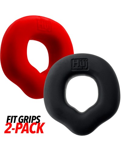 Lot de 2 Cockrings Fit Grips 25 mm Noir-Rouge