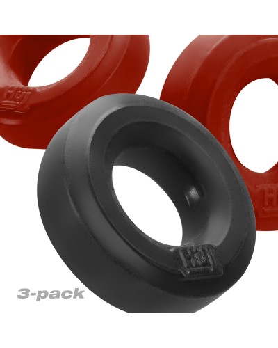 Cockrings Silicone Huj x3 25 mm Rouge-Noir