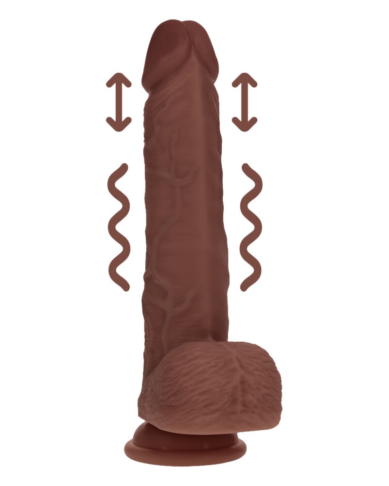 Gode vibrant va-et-vient Demetrio marron 16 x 4.3cm