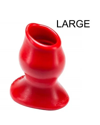 Plug Tunnel Pig-Hole rouge Large - 9 x 7 cm pas cher