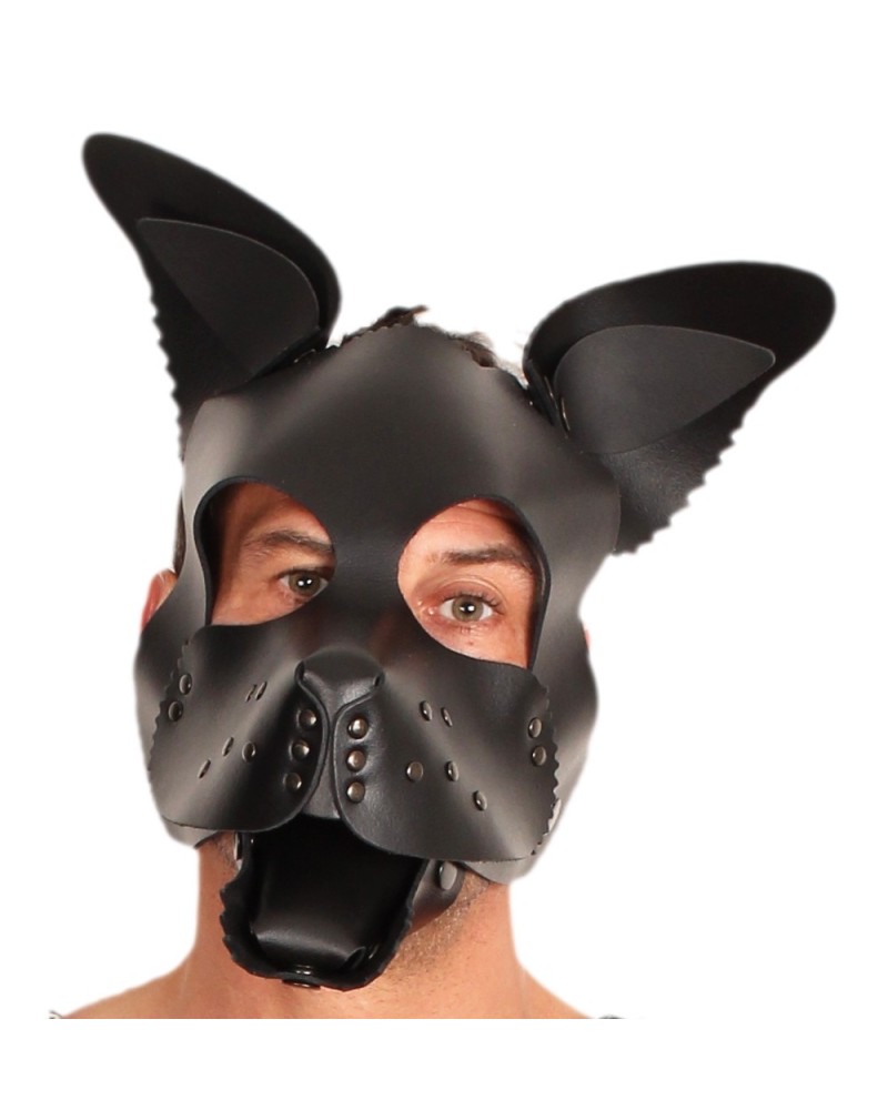 PUPPY MASQUE EN CUIR NOIR + SET LANGUE ET OREILLES NOIR pas cher