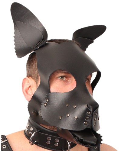 PUPPY MASQUE EN CUIR NOIR + SET LANGUE ET OREILLES NOIR pas cher