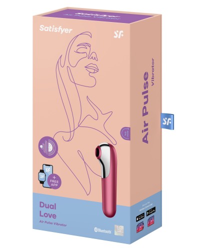 Stimulateur de clitoris + Vibromasseur Dual Love Rouge pas cher