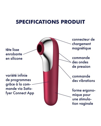 Stimulateur de clitoris + Vibromasseur Dual Love Rouge pas cher