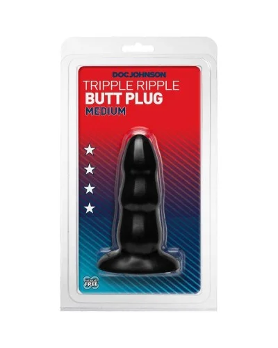 Butt Plug Triple 11 x 4.5 cm Noir pas cher