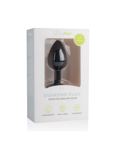 Plug Bijou Diamond noir 6 x 2.7cm pas cher