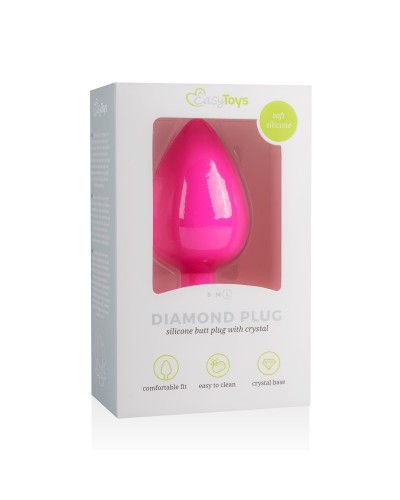 Plug Bijou Diamond Rose 8 x 4cm pas cher