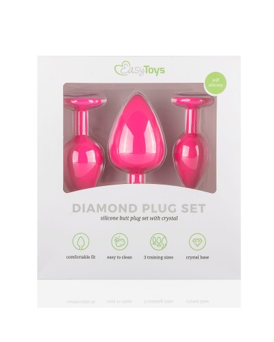 Lot de 3 plugs Bijou Diamond Roses pas cher