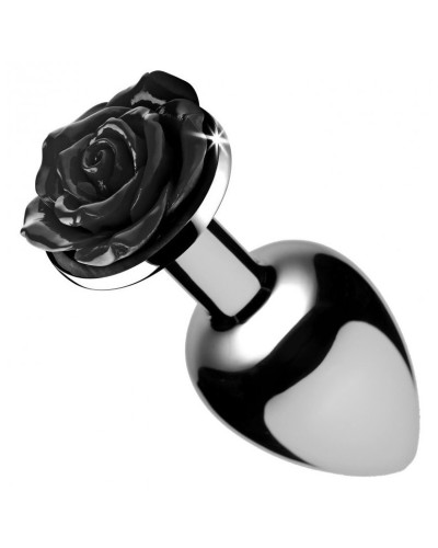 Plug Bijou avec Rose noire - 6.5 x 2.7 cm SMALL pas cher