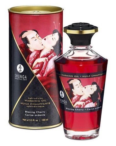 Huile de massage Chauffante Aphrodisiaque - CERISE Ardente 100 mL pas cher