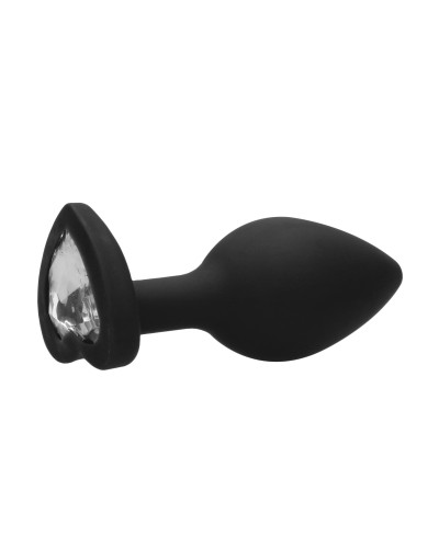 Plug Bijou Anal Silicone Heart Noir 7 x 3.5 cm pas cher