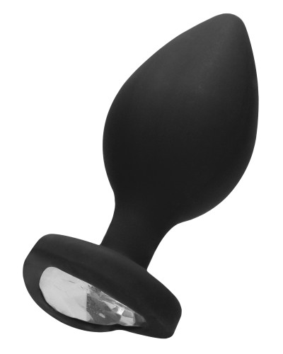 Plug Bijou Anal silicone Heart Noir 8 x 4 cm pas cher