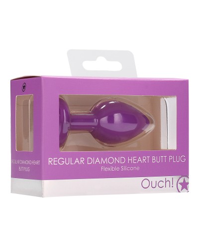 Plug Bijou Anal silicone Heart Violet 6 x 2.8 cm pas cher