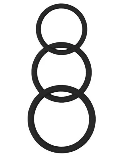 Lot de 3 cockrings Silicone Magnum Force Noir pas cher