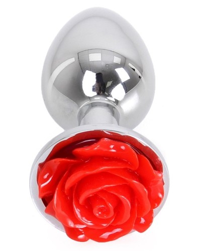 Plug Bijou anal Alu avec Rose 6 x 2.8 cm pas cher