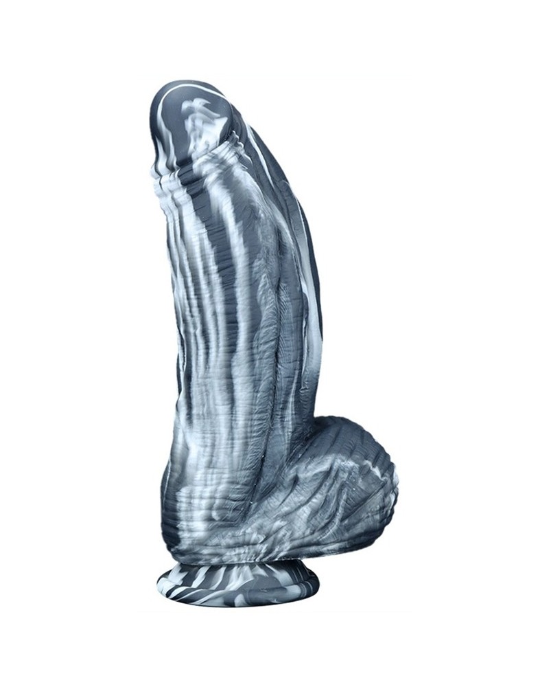 Gode silicone Fat Dick 18 x 6.5cm Noir-Blanc pas cher