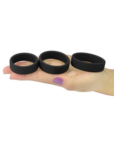 Pack de 3 cockrings silicone SiliRing Noirs pas cher