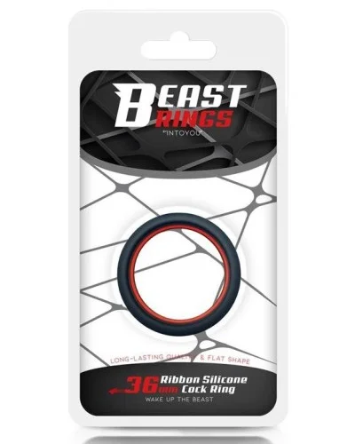 Cockring silicone Beast Rings 36mm Noir-Rouge pas cher