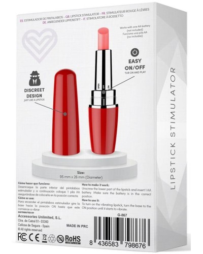 Stimulateur de clitoris Viblips 9.5 x 2.5cm Rouge pas cher