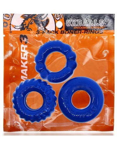 Lot de 3 cockrings Oxballs Bonemaker Bleu pas cher