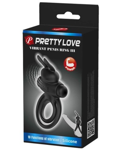 Cockring vibrant Dick Rabbit Petty Love 25mm Noir pas cher