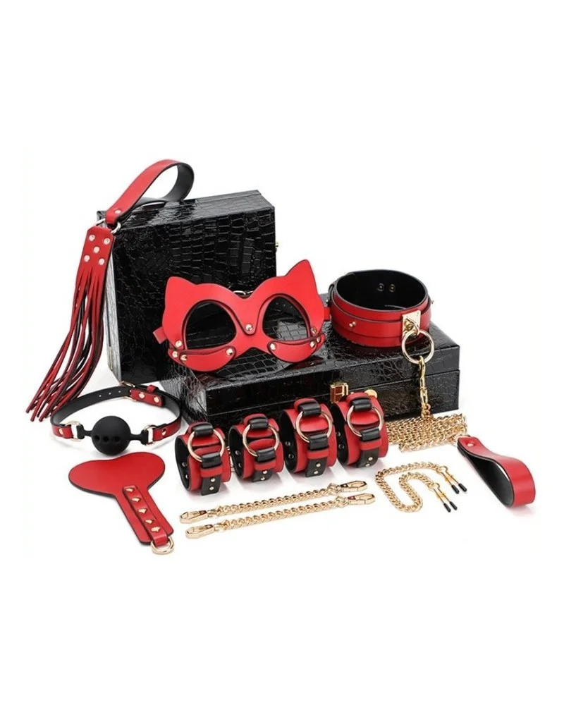 Coffret BDSM Luxury Noir-Rouge 8 Pieces pas cher