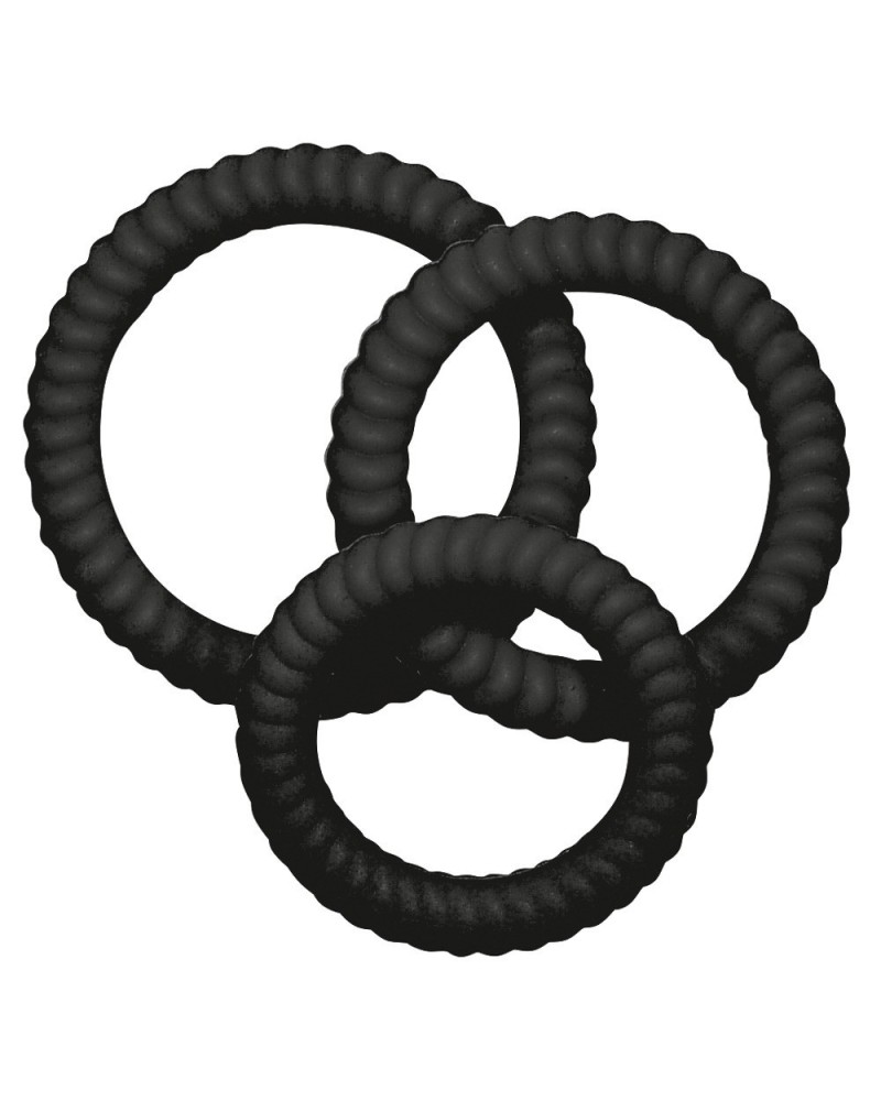 Lot de 3 cockrings silicone Lust Noirs pas cher