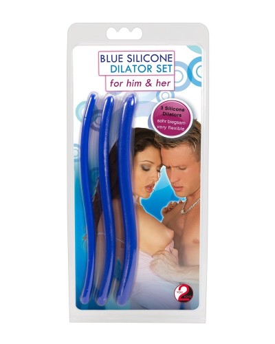 Lot de 3 tiges d'uretre silicone Bleues 16cm - Diametre 7-12mm pas cher