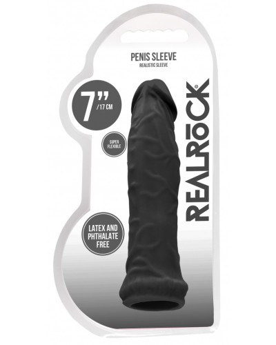 Gaine de pEnis Realrock 16 x 4cm Noire pas cher