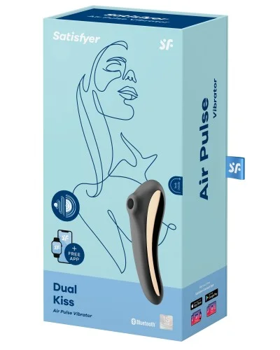 Stimulateur de clitoris Dual Kiss Satisfyer Noir pas cher