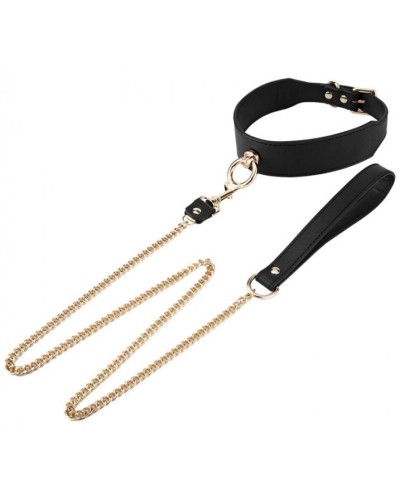 Collier Laisse Golden Noir pas cher