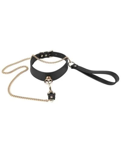 Collier Laisse Golden Noir pas cher