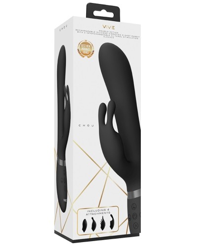 Vibro Rabbit Chou 23 x 3.5cm Noir pas cher