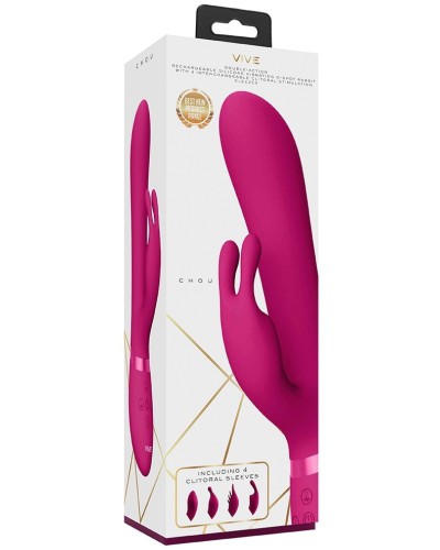 Vibro Rabbit Chou 23 x 3.5cm Rose pas cher