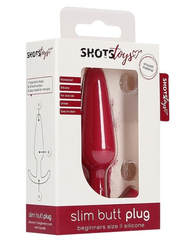 Plug en silicone Slim Butt 7.5 x 2cm Rouge pas cher