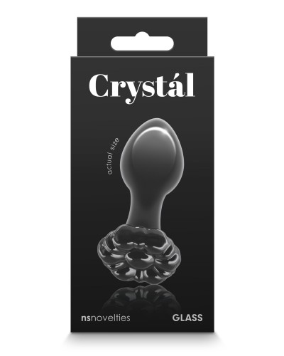 Plug en verre Crystal Flower 7.5 x 3.1cm Noir pas cher