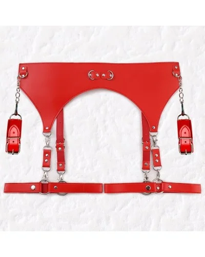 Ceinture Porte-Jarretelles et Menottes Rouge pas cher