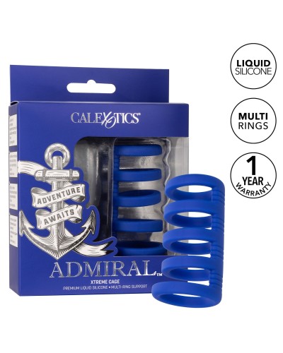 Gaine de pEnis 5 Cockrings Xtreme Cage Admiral 9cm pas cher