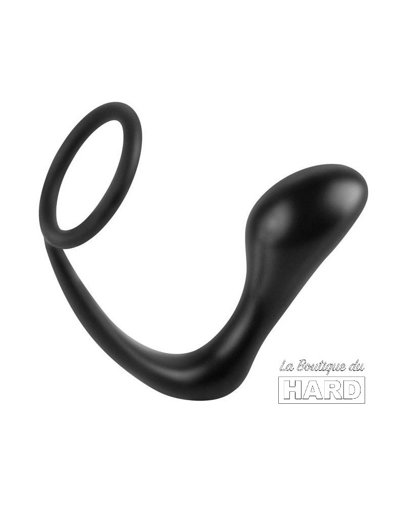 Ass Gasm Plug et Cockring 10 x 3.2 cm Noir pas cher