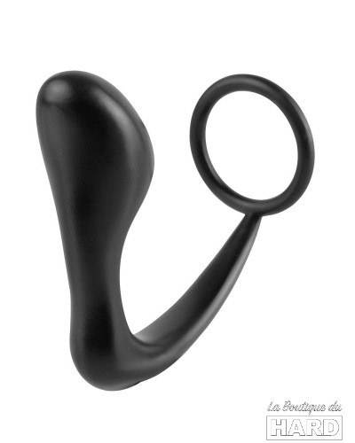 Ass Gasm Plug et Cockring 10 x 3.2 cm Noir pas cher