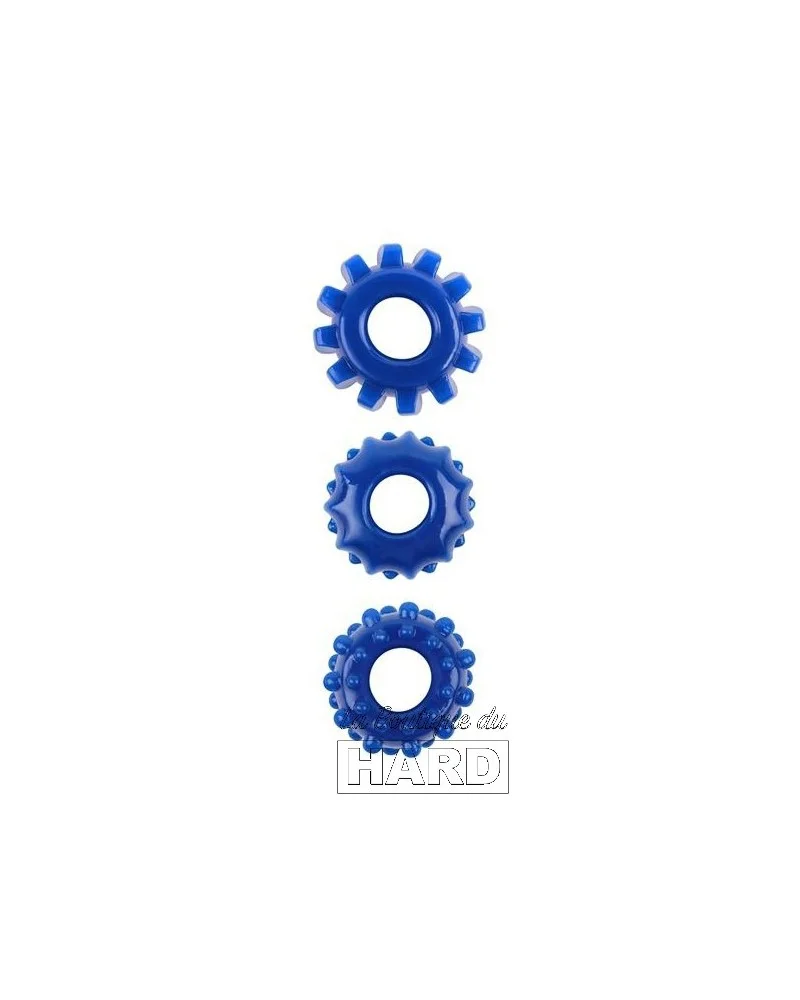 Lot de 3 Cockrings souples Gear Up Bleus