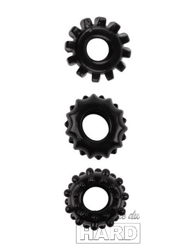 Lot de 3 Cockrings souples Gear Up Noirs