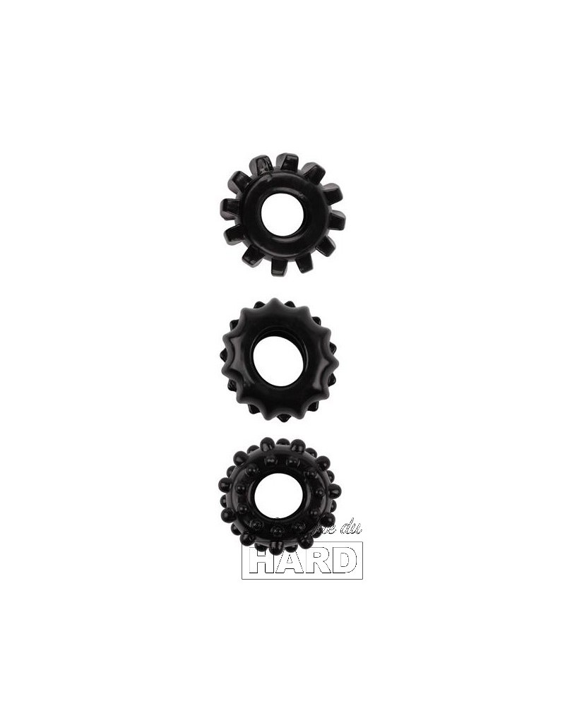 Lot de 3 Cockrings souples Gear Up Noirs