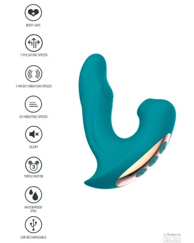 Stimulateur de clitoris et point G Eternal 15cm Turquoise