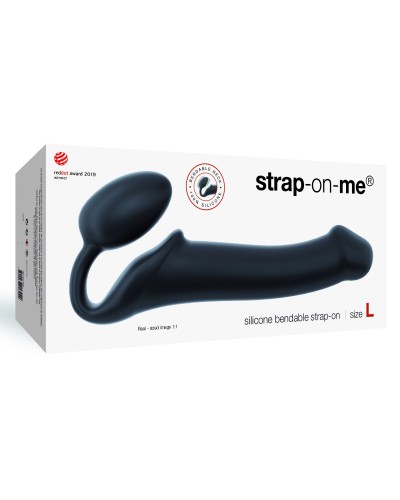 Gode + Plug STRAP-ON-ME Bendable L 16 x 3.7 cm Noir pas cher