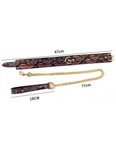 Collier-Laisse Snakine Noir-Rose pas cher