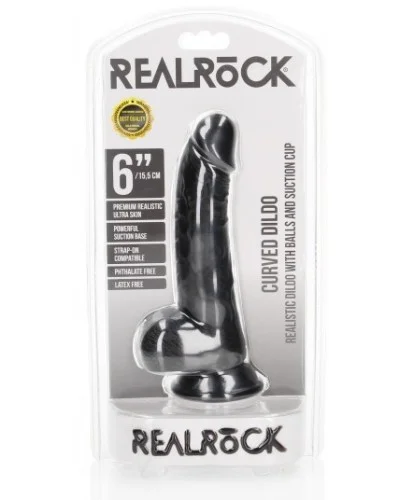 Gode Balls Curved RealRock 12.5 x 3.6cm Noir pas cher