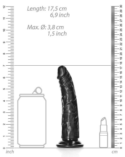 Gode Slim Dildo RealRock 15.5 x 3.8cm Noir pas cher