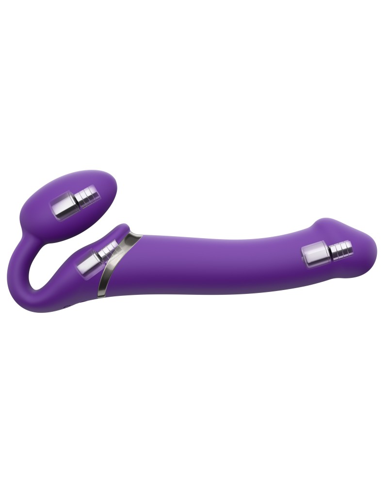 Gode vibrant STRAP-ON 3 Moteurs M 16 x 3.5 cm Violet pas cher